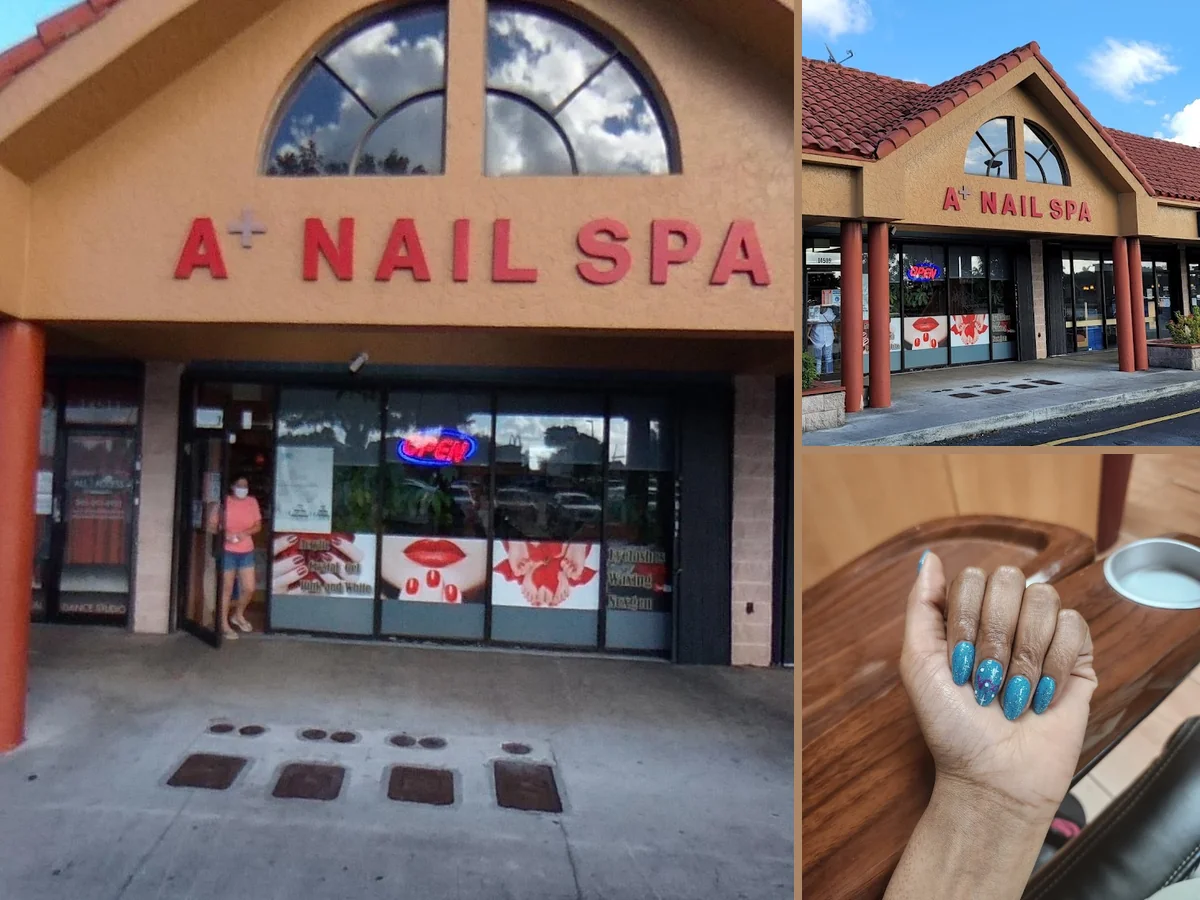 Pedicure chair beside neatly organized nail supplies.